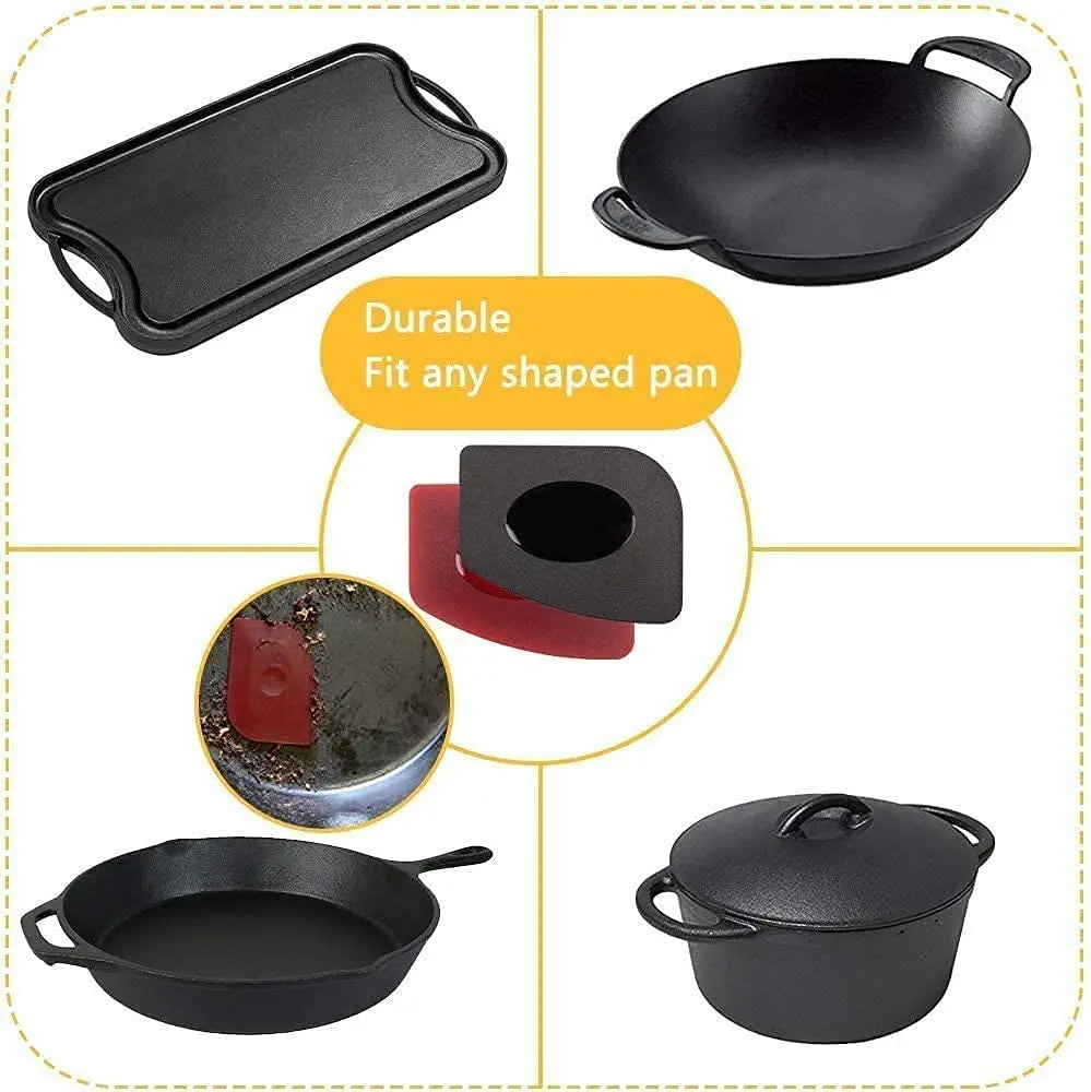 Durable Grill Pan Scraper and Silicone Hot Handle Holder for Lodge Cast Iron Cookware Accessories Pattan Australia